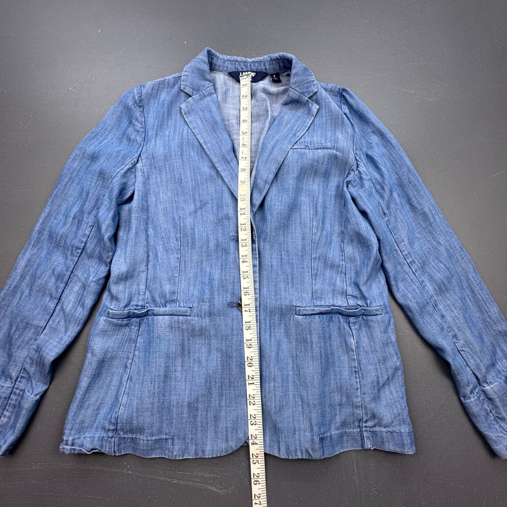 Lands' End Blazer Women's Small Chambray Denim Linen Look Casual Work Jacket - Picture 6 of 10